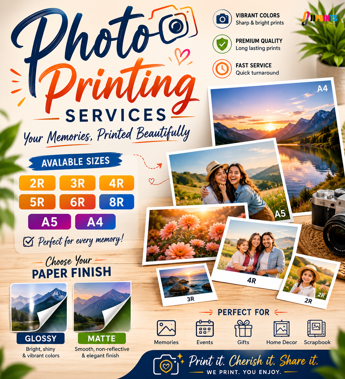 Photo Printing Service 3R 4R 5R 6R 8R A4 A5 | High Quality Picture Printing | Glossy Matte RC Satin | JJPRINTS