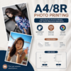 Digital Photo Prints | Premium Glossy or Matte Finish | Water-Resistant & Long-Lasting | A4 & 8R (10pcs)