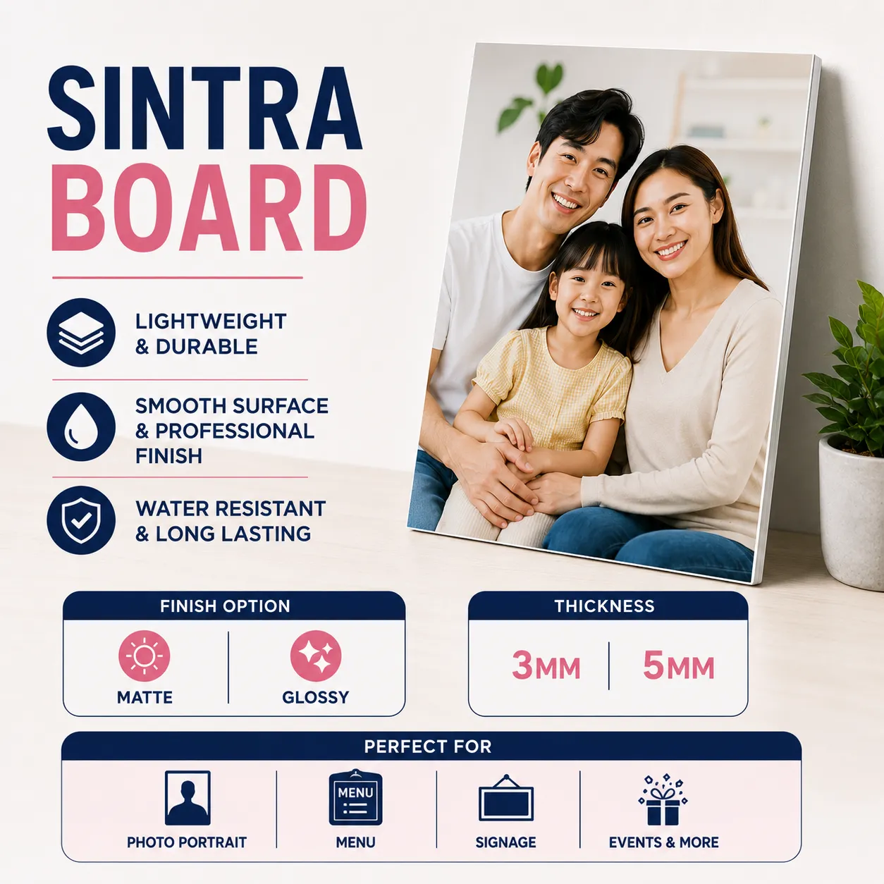 Personalized Sintra Board Photo Prints – A4, A5 | 3mm or 5mm with Protective Film