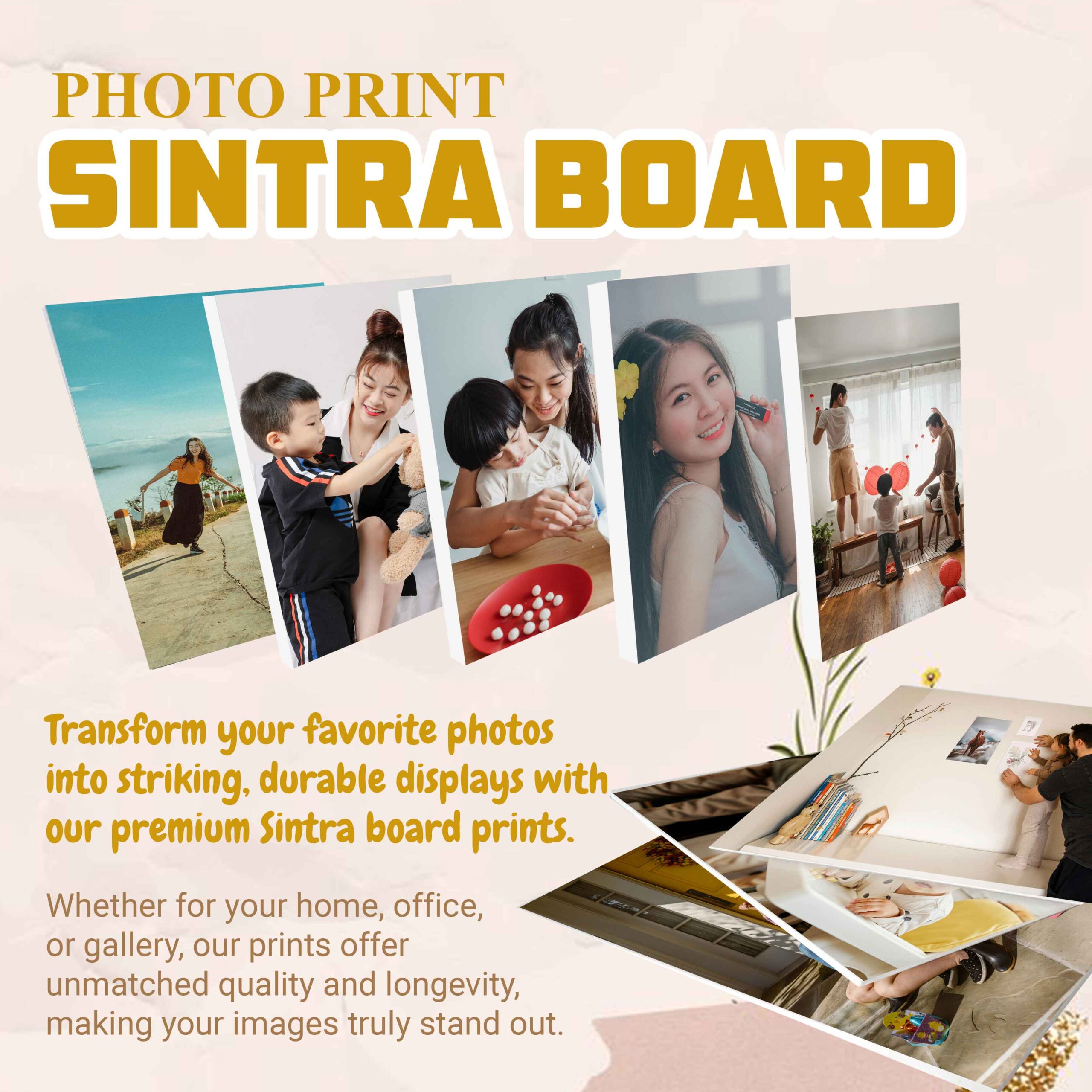 JJPRINTS Personalized Sintra Board Photo Tiles | Pictures Wall Decorations A4 8.3" x 11.7" Sintra Board 3mm with photo top lamination